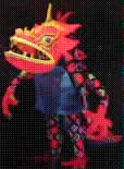 A BIG TALL 7 FOOT ORANGE DRAGON WITH AN ATTITUDE !